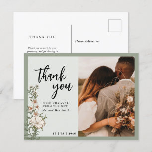 シンプルTimeless Photo結婚's Thank youはがき ポストカード