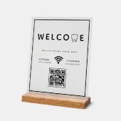 シンプルToothロゴへようこそWIFI QRコード アクリルサイン (傾斜)