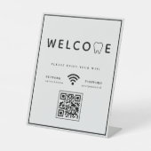 シンプルToothロゴへようこそWIFI QRコード 台座サイン (正面)