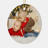 シンプルTwinsのモダン初めてのクリスマス写真 セラミックオーナメント (左)
