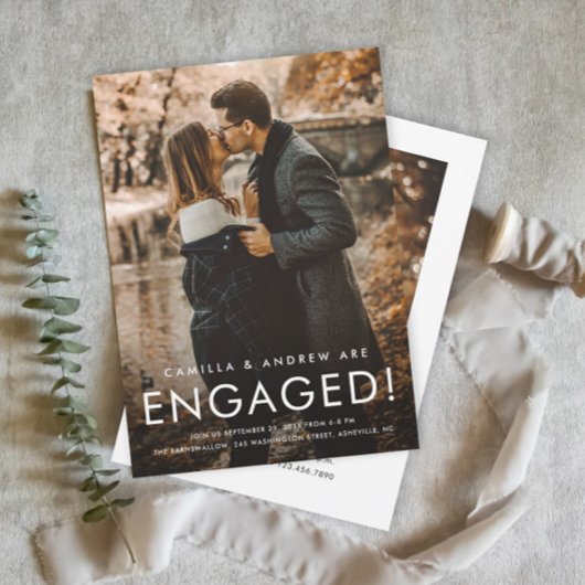 シンプルType 2フォト結婚婚約パーティ 招待状