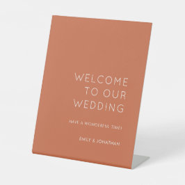 シンプルTypograophy Terracotaへようこそ結婚の 台座サイン
