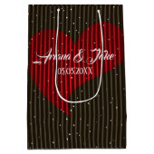 シンプルValentinesきらめくハート – 日付を保存 ミディアムペーパーバッグ (裏面)