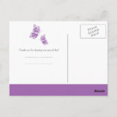 シンプルViolet Butterfly Thank You ポストカード (裏面)