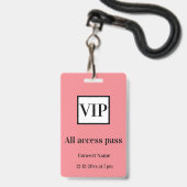 シンプルVIPオールアクセスパス コンサート名 イベント バッジ (正面（ネックストラップ付）)