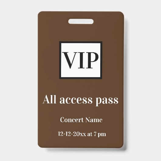 シンプルVIPオールアクセスパス コンサート名 イベント バッジ (正面)