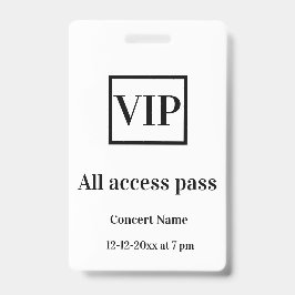 シンプルVIPオールアクセスパス コンサート名 イベント バッジ