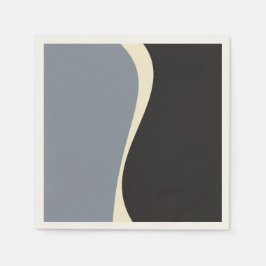 シンプルWaves 2 in Black, Gray and Cream スタンダードカクテルナプキン