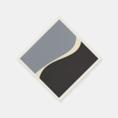 シンプルWaves 2 in Black, Gray and Cream スタンダードカクテルナプキン (角)
