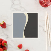 シンプルWaves 2 in Black, Gray and Cream スタンダードカクテルナプキン (インサイチュ)