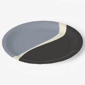 シンプルWaves 2 in Black, Gray and Cream ペーパープレート (アングル)