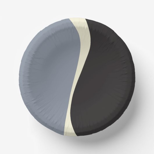 シンプルWaves 2 in Black, Gray and Cream ペーパーボウル (正面)