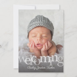 シンプルWelcome Overlay Photo Birth Announcement 案内状