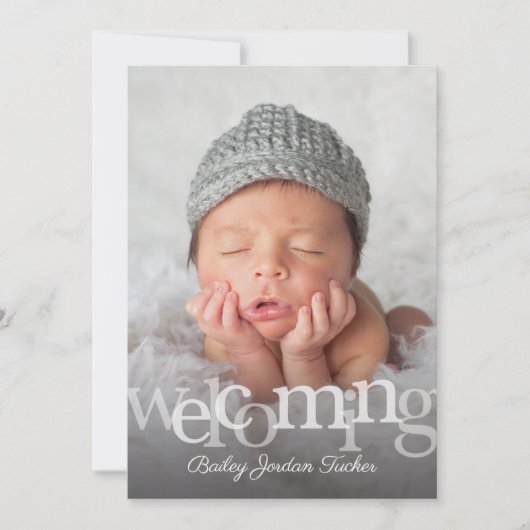 シンプルWelcome Overlay Photo Birth Announcement 案内状 (正面)