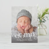 シンプルWelcome Overlay Photo Birth Announcement 案内状 (スタンド正面)