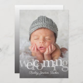 シンプルWelcome Overlay Photo Birth Announcement 案内状 (正面/裏面)