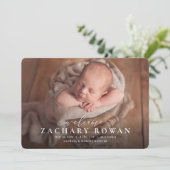 シンプルwelcome script photo blue誕生 案内状 (スタンド正面)