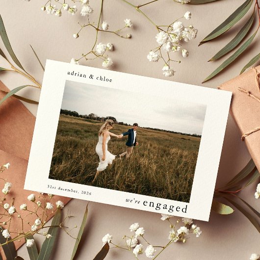 シンプルWe'reフォト婚約した婚約パーティ 案内状