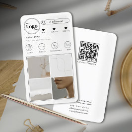 シンプルWhite Instagram Photo Collage名刺 名刺