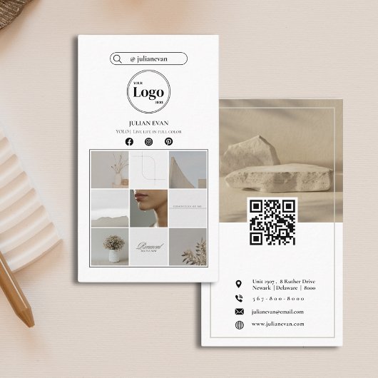 シンプルWhite Instagram Photo Collage Social Media 名刺