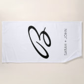 シンプルWhite Monogram Name カスタム  ビーチタオル (正面)