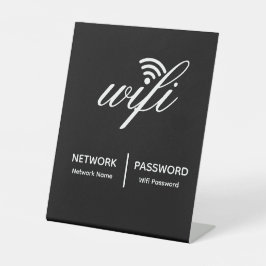 シンプルWifiネッエレガントトワークのパスワード情報ブラック 台座サイン