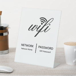 シンプルWifiネッエレガントトワークのパスワード情報ホワイト 台座サイン