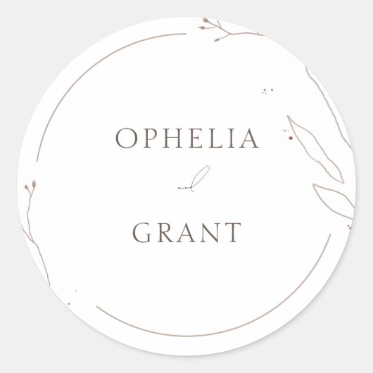 シンプルWild Grass's 結婚 Thank You Stickers ラウンドシール (正面)