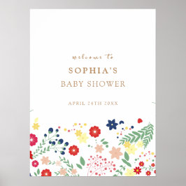 シンプルWildflowerエレガント Baby Showerへようこそ ポスター