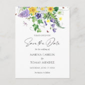 シンプルWildflower日付の保存 案内ポストカード (正面)