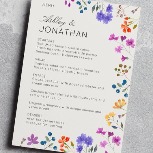 シンプルWildflower Alabasterのタイムレスな結婚 メニュー