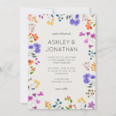 シンプルWildflower Alabasterのタイムレスな結婚 招待状 (正面)