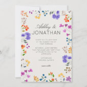 シンプルWildflower Alabasterのタイムレスな結婚 招待状 (正面)