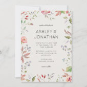 シンプルWildflower Alabasterのタイムレスな結婚 招待状 (正面)