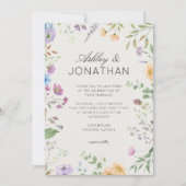 シンプルWildflower Alabasterのタイムレスな結婚 招待状 (正面)