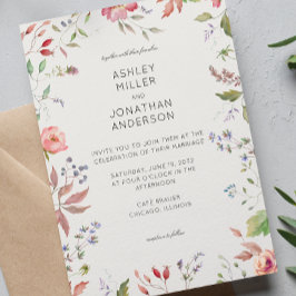 シンプルWildflower Alabasterのタイムレスな結婚 招待状