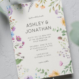 シンプルWildflower Alabasterのタイムレスな結婚 招待状