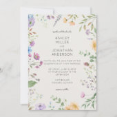 シンプルWildflower Alabasterのタイムレスな結婚 招待状 (正面)