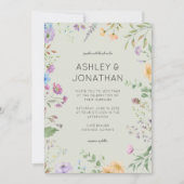 シンプルWildflower Sage Greenのタイムレスな結婚 招待状 (正面)