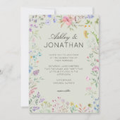 シンプルWildflower Sage Greenのタイムレスな結婚 招待状 (正面)