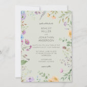 シンプルWildflower Sage Greenのタイムレスな結婚 招待状 (正面)