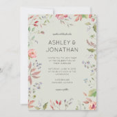 シンプルWildflower Sage Greenのタイムレスな結婚 招待状 (正面)