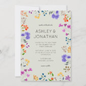 シンプルWildflower Sage Greenのタイムレスな結婚 招待状 (正面)