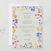 シンプルWildflower Sage Greenのタイムレスな結婚 招待状 (正面)