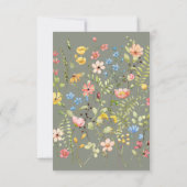 シンプルWildflower Sage QRコードとRSVP結婚's 出欠カード (裏面)