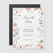 シンプルWildflower'sのタイムレスな結婚 マグネット招待状 (正面/裏面)