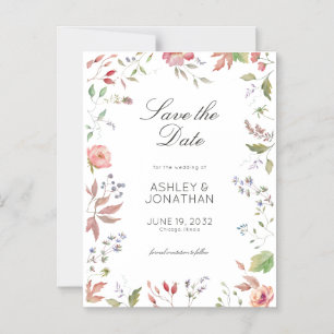 シンプルWildflower'sのタイムレスな結婚 マグネット招待状