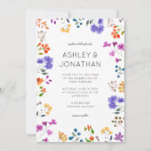 シンプルWildflower'sのタイムレスな結婚 招待状 (正面)