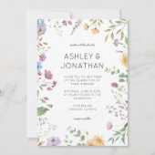 シンプルWildflower'sのタイムレスな結婚 招待状 (正面)
