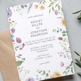 シンプルWildflower'sのタイムレスな結婚 招待状